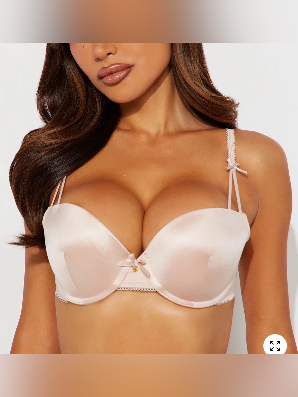 Fashion Nova Satin Balconette Bra in Tan